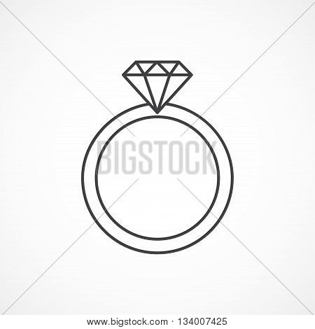 Ring with diamond line icon isolated on white background
