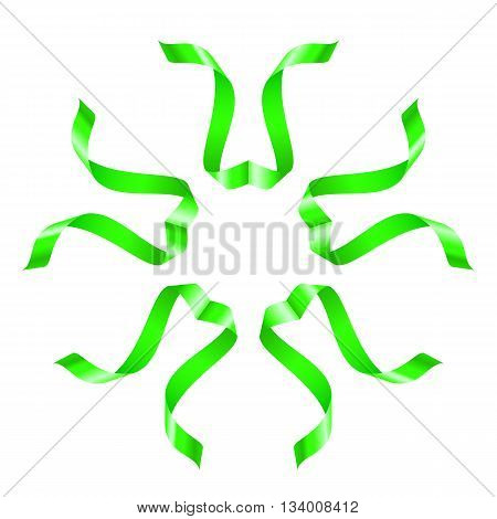 Beautiful green flower of swirled ribbons on white background