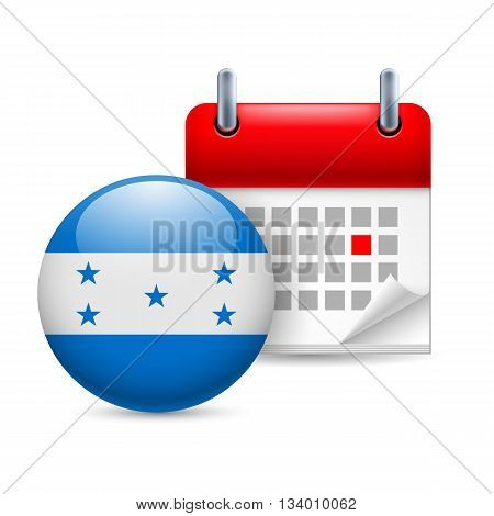 Calendar and round Honduran flag icon. National holiday in Honduras