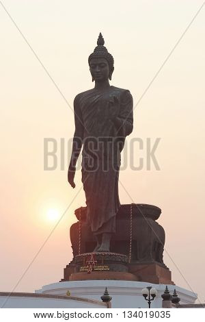 Silhouette Of Buddha Statue At Phutthamonthon