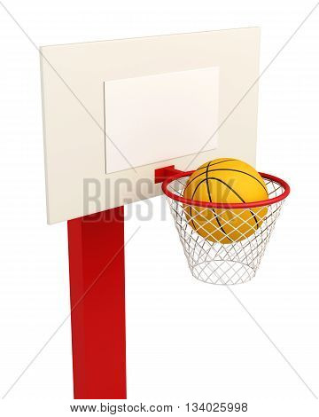 Basketball backboard isolated on white background. 3d render image.