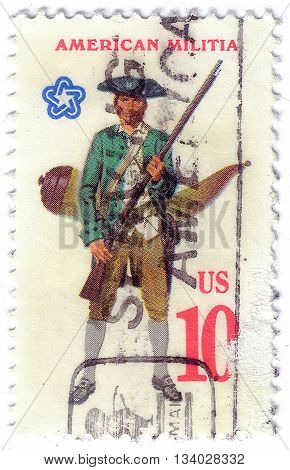 Usa - Circa 1975: A Stamp Printed In United States Of America Shows Military Uniform Of The American