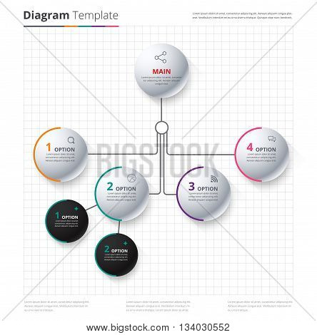 Diagram Template, Organization Chart Template. Flow Template, Blank Diagram For Replace Text, White