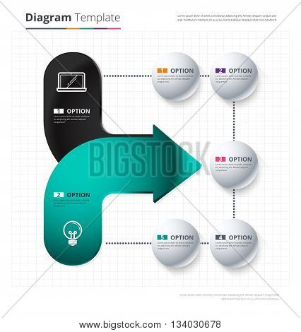 Diagram Template, Organization chart template. flow template, blank diagram for replace text, white color, Circle diagram, vector stock design. (blank)