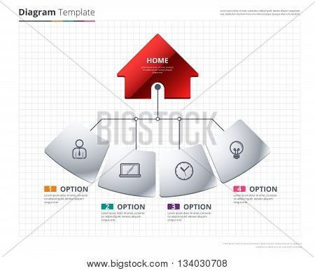 Diagram Template, Organization Chart Template. Flow Template, Blank Diagram For Replace Text, White