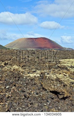 volcanic landscape taken in Timanfaya National Park Lanzarote Canary Islands Spain