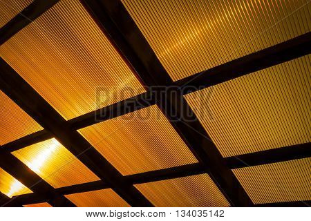 The roof of the veranda of orange polycarbonate