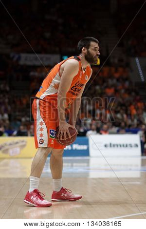 VALENCIA, SPAIN - JUNE 9th: San Emeterio during 4th playoff match between Valencia Basket and Real Madrid at Fonteta Stadium on June 9, 2016 in Valencia, Spain