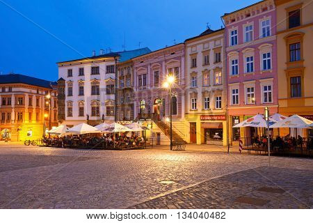 OLOMOUC, CZECH REPUBLIC - JUNE 05, 2016: Scene from the old town of Olomouc, Czech Republic on June 05, 2016.