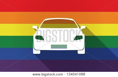 Long Shadow Gay Pride Flag With A Car