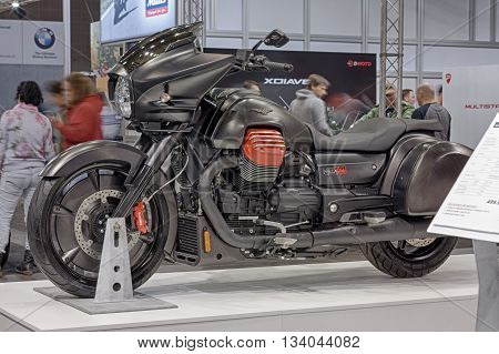 BRNO, CZECH REPUBLIC-MARCH 4,2016: Motorcycle Moto Guzzi MGX-21 on International Fair for Motorcycles on March 4,2016 in Brno in Czech Republic