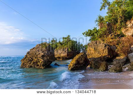 Padang Padang Beach in Bali Indonesia - nature vacation background