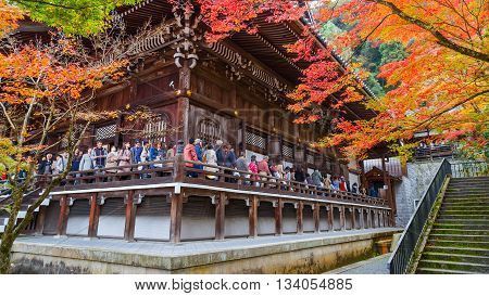 KYOTO JAPAN - NOVEMBER 22 2015: Eikando (View of Eternity Hall) Zenrinji (Temple of Forest of Zen) founded in 853 houses a famous Amida statue which a Japanese important Cultural Property
