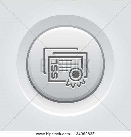 SSL Certificates Icon. Flat Design Grey Button Design