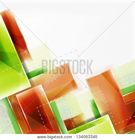 Colorful glossy arrow shapes. Abstract background. Vector web brochure, internet flyer, wallpaper or cover poster design. Geometric style, colorful realistic glossy arrow shapes with copyspace