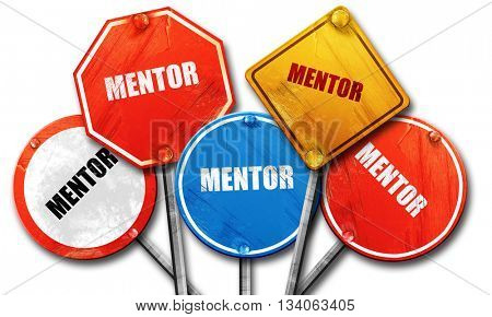 mentor, 3D rendering, rough street sign collection