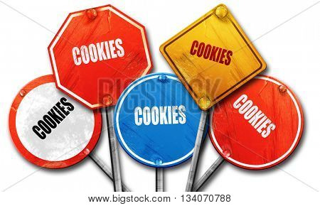 Delicious cookies sign, 3D rendering, rough street sign collecti