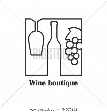 Logo or label for wine boutique winery or wine house. Flt style