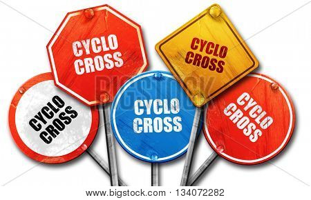 cyclo cross sign background, 3D rendering, rough street sign col