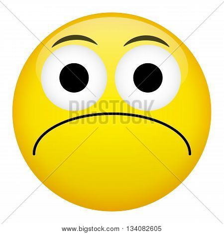 Frustration confusion sad emotion. Bad emoticon illustration.