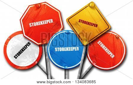 storekeeper, 3D rendering, rough street sign collection