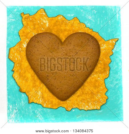 Art paper background with sweet tasty cake