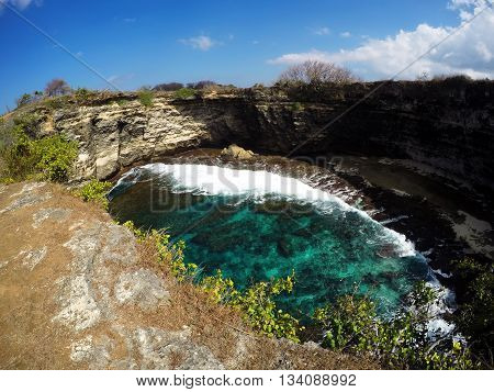 Tunnel Crater Coastline At Nusa Penida Island