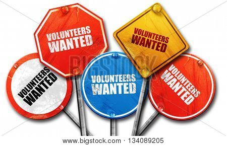 volunteers wanted, 3D rendering, rough street sign collection