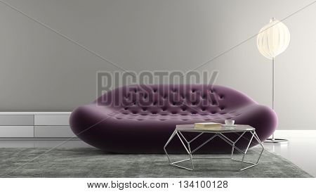 Interior modern design room 3D rendering