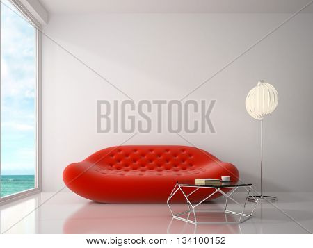 Interior modern design room 3D rendering