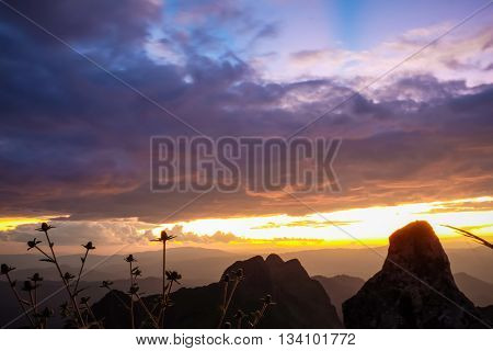 Majestic Sunset In The Peak Of Sub Alpine Mountains Landscape Colourful Cloud