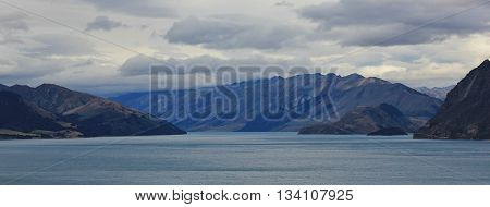 Lake in Central Otago New Zealand. Lake Hawea.
