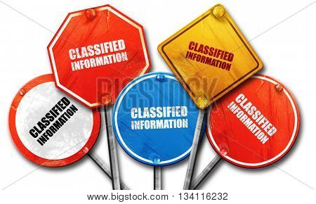 classified information, 3D rendering, rough street sign collecti