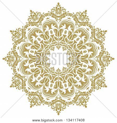 Elegant golden ornament in the style of barogue. Abstract traditional round pattern with oriental elements