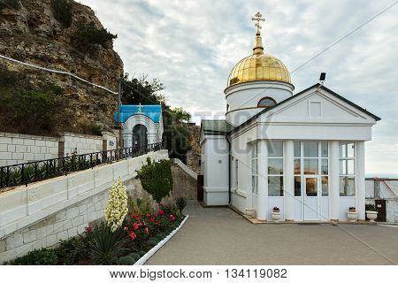 SEVASTOPOL, RUSSIA - JUNE 09, 2016: Svyato Georgievskiy monastery on cape Fiolent. Heraclean peninsula on the southwest coast of Crimea. Balaclava district of Sevastopol.