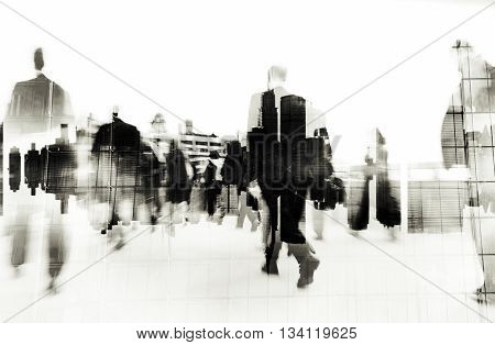 Business People Walking on a City Scape Concept