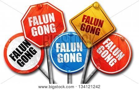 Falun gong, 3D rendering, rough street sign collection