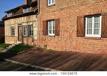Lyons la Foret France - march 15 2016 : the picturesque village in winter