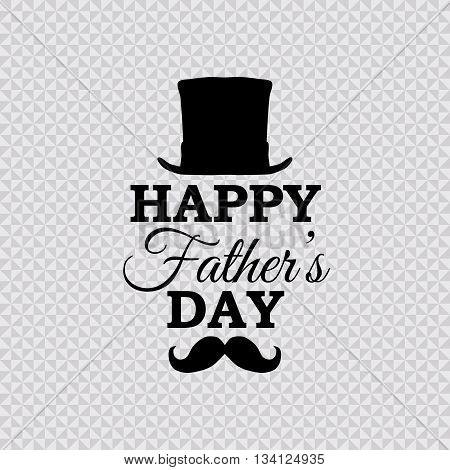 Happy Father's Day vector poster with crown and mustache on grey triangle background.