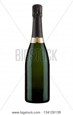 bottle of champagne isolated on a white with clipping path