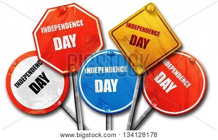 Happy independence day, 3D rendering, rough street sign collecti