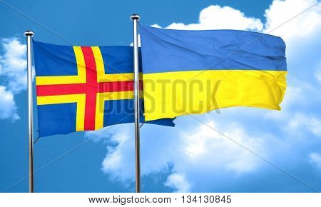 aland islands with Ukraine flag, 3D rendering