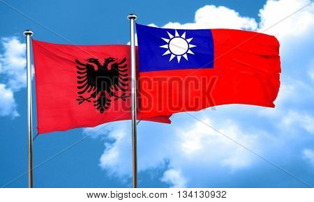 Albania flag with Taiwan flag, 3D rendering