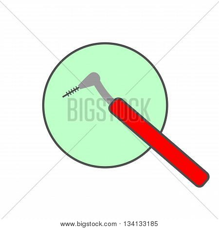 Interdental brush vector icon. Colored line icon of special brush for braces