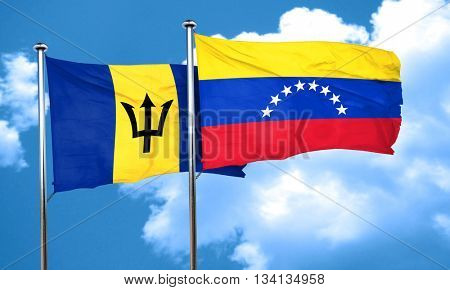 Barbados flag with Venezuela flag, 3D rendering