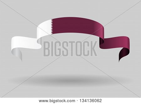 Qatari flag wavy abstract background. Vector illustration.
