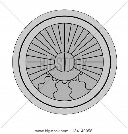Gray sundial silhouette isolated on white background