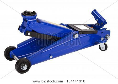 blue car Floor Jack on white background