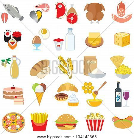 Set of food icons isolated design illustration