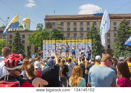 DNEPR UKRAINE - MAY 21 2016:Winners ceremony of the 